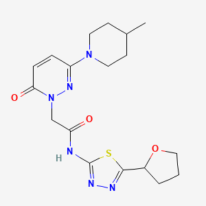 2-[3-(4-methylpiperidin-1-yl)-6-oxopyridazin-1(6H)-yl]-N-[(2E)-5-(tetrahydrofuran-2-yl)-1,3,4-thiadiazol-2(3H)-ylidene]acetamide - 