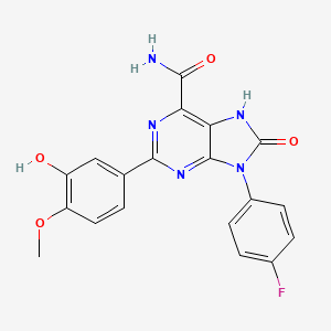 9-(4-fluorophenyl)-2-(3-hydroxy-4-methoxyphenyl)-8-oxo-8,9-dihydro-7H-purine-6-carboxamide - 