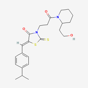 (5Z)-3-{3-[2-(2-hydroxyethyl)piperidin-1-yl]-3-oxopropyl}-5-[4-(propan-2-yl)benzylidene]-2-thioxo-1,3-thiazolidin-4-one - 