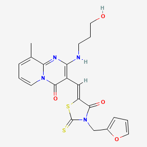 3-{(Z)-[3-(furan-2-ylmethyl)-4-oxo-2-thioxo-1,3-thiazolidin-5-ylidene]methyl}-2-[(3-hydroxypropyl)amino]-9-methyl-4H-pyrido[1,2-a]pyrimidin-4-one - 