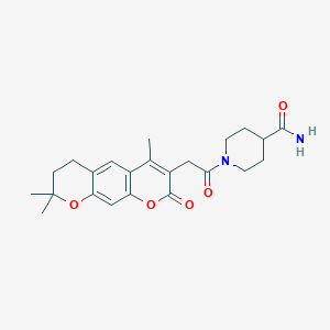 1-[(4,8,8-trimethyl-2-oxo-7,8-dihydro-2H,6H-pyrano[3,2-g]chromen-3-yl)acetyl]piperidine-4-carboxamide - 