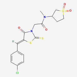 2-[(5Z)-5-(4-chlorobenzylidene)-4-oxo-2-thioxo-1,3-thiazolidin-3-yl]-N-(1,1-dioxidotetrahydrothiophen-3-yl)-N-methylacetamide - 