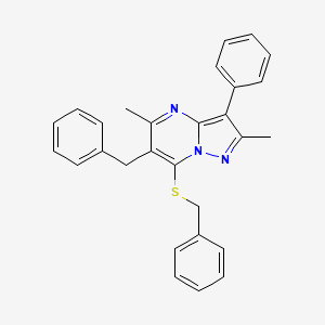 6-Benzyl-7-(benzylsulfanyl)-2,5-dimethyl-3-phenylpyrazolo[1,5-a]pyrimidine - 