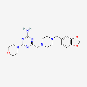 4-{[4-(1,3-Benzodioxol-5-ylmethyl)piperazin-1-yl]methyl}-6-(morpholin-4-yl)-1,3,5-triazin-2-amine - 