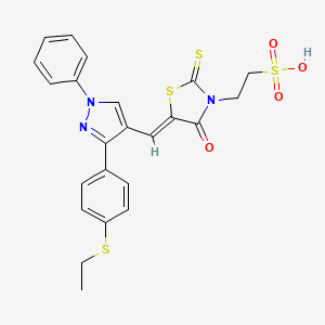 2-[(5Z)-5-({3-[4-(ethylsulfanyl)phenyl]-1-phenyl-1H-pyrazol-4-yl}methylidene)-4-oxo-2-thioxo-1,3-thiazolidin-3-yl]ethanesulfonic acid - 