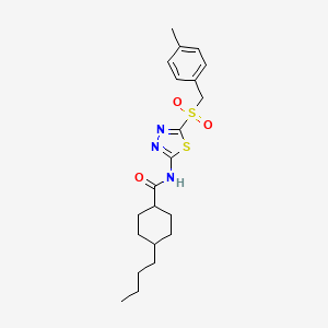 4-butyl-N-(5-((4-methylbenzyl)sulfonyl)-1,3,4-thiadiazol-2-yl)cyclohexanecarboxamide - 