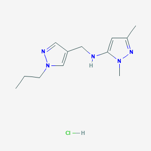 2,5-dimethyl-N-[(1-propylpyrazol-4-yl)methyl]pyrazol-3-amine;hydrochloride - 