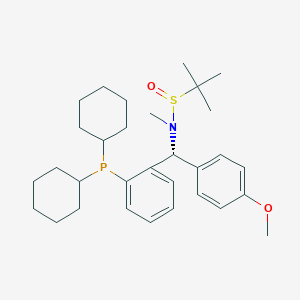 (R)-N-((R)-(2-(Dicyclohexylphosphanyl)phenyl)(4-methoxyphenyl)methyl)-N,2-dimethylpropane-2-sulfinamide - 