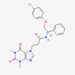 7H-Purine-7-propanamide, 1,2,3,6-tetrahydro-N-(2-(4-chlorophenoxy)-1-phenylethyl)-1,3-dimethyl-2,6-dioxo- - 131927-02-1