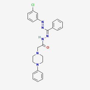 4-Phenyl-1-piperazineacetic acid (((3-chlorophenyl)azo)phenylmethylene)hydrazide - 127718-32-5