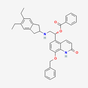 (1R)-1-[8-(benzyloxy)-2-oxo-1,2-dihydroquinolin-5-yl]-2-[(5,6-diethyl-2,3-dihydro-1H-inden-2-yl)amino]ethyl benzoate - 753498-24-7