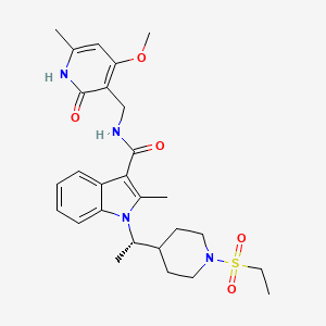 1-[(1S)-1-(1-ethylsulfonylpiperidin-4-yl)ethyl]-N-[(4-methoxy-6-methyl-2-oxo-1H-pyridin-3-yl)methyl]-2-methylindole-3-carboxamide - 