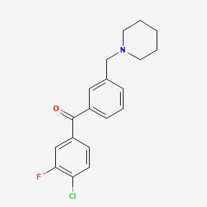 4-Chloro-3-fluoro-3'-piperidinomethyl benzophenone - 898793-26-5