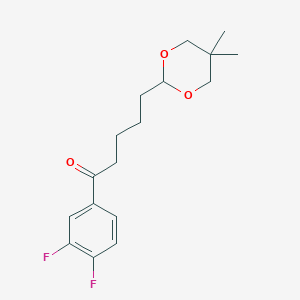 3',4'-Difluoro-5-(5,5-dimethyl-1,3-dioxan-2-YL)valerophenone - 898786-99-7