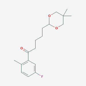 5-(5,5-Dimethyl-1,3-dioxan-2-YL)-5'-fluoro-2'-methylvalerophenone - 898755-98-1