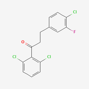 3-(4-Chloro-3-fluorophenyl)-2',6'-dichloropropiophenone - 898781-40-3