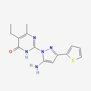 2-[5-amino-3-(2-thienyl)-1H-pyrazol-1-yl]-5-ethyl-6-methylpyrimidin-4(3H)-one - 1207024-88-1