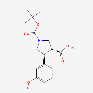 (3R,4S)-1-(tert-Butoxycarbonyl)-4-(3-hydroxyphenyl)pyrrolidine-3-carboxylic acid - 959575-09-8