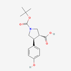(3R,4S)-1-(tert-Butoxycarbonyl)-4-(4-hydroxyphenyl)pyrrolidine-3-carboxylic acid - 959574-90-4