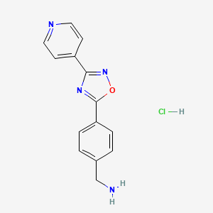 {4-[3-(Pyridin-4-yl)-1,2,4-oxadiazol-5-yl]phenyl}methanamine hydrochloride - 1803587-16-7
