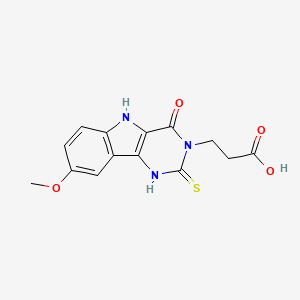 3-(8-methoxy-4-oxo-2-thioxo-1,2,4,5-tetrahydro-3H-pyrimido[5,4-b]indol-3-yl)propanoic acid - 1351398-05-4