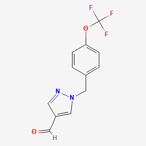 1-{[4-(trifluoromethoxy)phenyl]methyl}-1H-pyrazole-4-carbaldehyde - 1481183-82-7