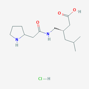 (3S)-5-Methyl-3-{[2-(pyrrolidin-2-yl)acetamido]methyl}hexanoic acid hydrochloride - 1909301-35-4