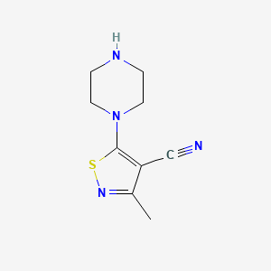 3-Methyl-5-(piperazin-1-yl)-1,2-thiazole-4-carbonitrile - 1803592-90-6