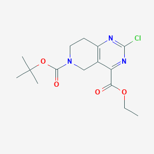 Pyrido[4,3-d]pyrimidine-4,6(5H)-dicarboxylic acid, 2-chloro-7,8-dihydro-, 6-(1,1-dimethylethyl) 4-ethyl ester - 1279816-32-8