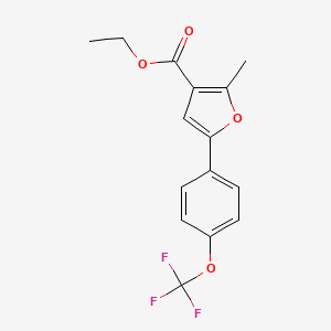 2-Methyl-5-(4-trifluoromethoxy-phenyl)-furan-3-carboxylic acid ethyl ester - 1858250-03-9
