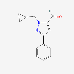 1-(cyclopropylmethyl)-3-phenyl-1H-pyrazole-5-carbaldehyde - 2097963-31-8