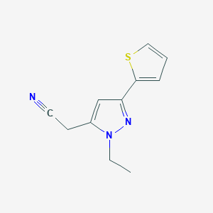 2-(1-ethyl-3-(thiophen-2-yl)-1H-pyrazol-5-yl)acetonitrile - 2098131-38-3