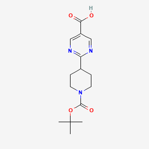 2-[1-[(2-Methylpropan-2-yl)oxycarbonyl]piperidin-4-yl]pyrimidine-5-carboxylic acid - 1211536-78-5