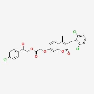 2-(4-chlorophenyl)-2-oxoethyl 2-{[3-(2,6-dichlorobenzyl)-4-methyl-2-oxo-2H-chromen-7-yl]oxy}acetate - 353477-88-0