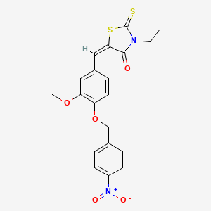 (5E)-3-ethyl-5-({3-methoxy-4-[(4-nitrophenyl)methoxy]phenyl}methylidene)-2-sulfanylidene-1,3-thiazolidin-4-one - 434303-28-3