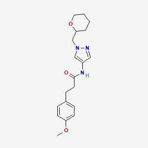 3-(4-methoxyphenyl)-N-(1-((tetrahydro-2H-pyran-2-yl)methyl)-1H-pyrazol-4-yl)propanamide - 2034373-16-3