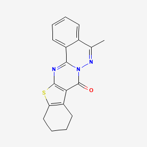 20-methyl-10-thia-1,12,21-triazapentacyclo[11.8.0.03,11.04,9.014,19]henicosa-3(11),4(9),12,14,16,18,20-heptaen-2-one - 134478-40-3