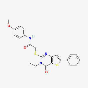 2-((3-ethyl-4-oxo-6-phenyl-3,4-dihydrothieno[3,2-d]pyrimidin-2-yl)thio)-N-(4-methoxyphenyl)acetamide - 1207003-31-3
