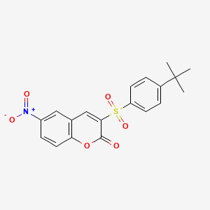3-(4-Tert-butylphenyl)sulfonyl-6-nitrochromen-2-one - 865656-34-4