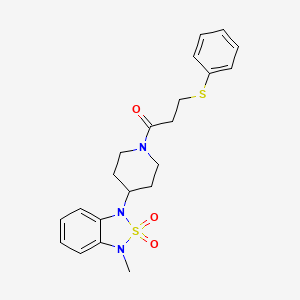1-(4-(3-methyl-2,2-dioxidobenzo[c][1,2,5]thiadiazol-1(3H)-yl)piperidin-1-yl)-3-(phenylthio)propan-1-one - 2034509-56-1
