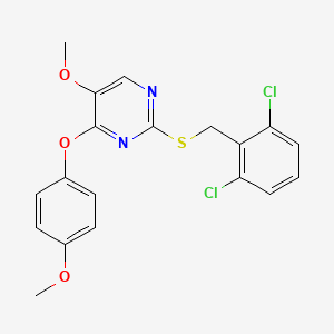 2-[(2,6-Dichlorobenzyl)sulfanyl]-5-methoxy-4-(4-methoxyphenoxy)pyrimidine - 338956-00-6