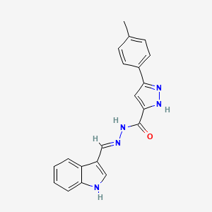 (E)-N'-((1H-indol-3-yl)methylene)-3-(p-tolyl)-1H-pyrazole-5-carbohydrazide - 306300-77-6