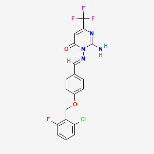 2-amino-3-[((E)-{4-[(2-chloro-6-fluorobenzyl)oxy]phenyl}methylidene)amino]-6-(trifluoromethyl)-4(3H)-pyrimidinone - 866149-01-1