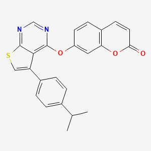 7-((5-(4-isopropylphenyl)thieno[2,3-d]pyrimidin-4-yl)oxy)-2H-chromen-2-one - 670270-82-3
