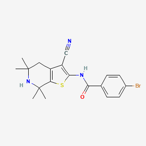 4-bromo-N-{3-cyano-5,5,7,7-tetramethyl-4H,5H,6H,7H-thieno[2,3-c]pyridin-2-yl}benzamide - 864860-42-4