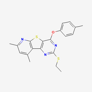 4-ethylsulfanyl-11,13-dimethyl-6-(4-methylphenoxy)-8-thia-3,5,10-triazatricyclo[7.4.0.02,7]trideca-1(9),2(7),3,5,10,12-hexaene - 439111-34-9