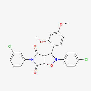 5-(3-chlorophenyl)-2-(4-chlorophenyl)-3-(2,4-dimethoxyphenyl)dihydro-2H-pyrrolo[3,4-d]isoxazole-4,6(5H,6aH)-dione - 1005154-57-3