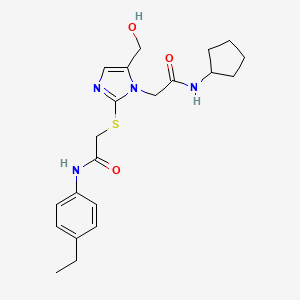 2-({1-[(cyclopentylcarbamoyl)methyl]-5-(hydroxymethyl)-1H-imidazol-2-yl}sulfanyl)-N-(4-ethylphenyl)acetamide - 923221-81-2