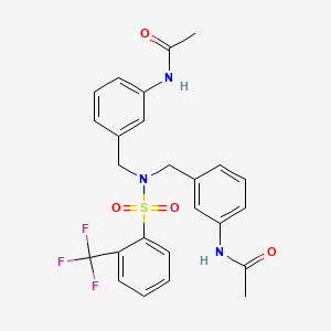 N-{3-[([3-(acetylamino)benzyl]{[2-(trifluoromethyl)phenyl]sulfonyl}amino)methyl]phenyl}acetamide - 866155-48-8