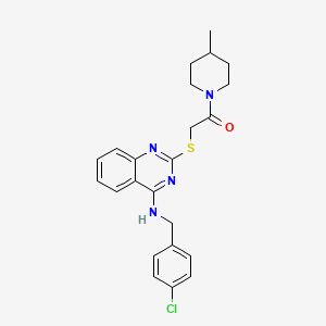 2-((4-((4-Chlorobenzyl)amino)quinazolin-2-yl)thio)-1-(4-methylpiperidin-1-yl)ethanone - 422532-06-7